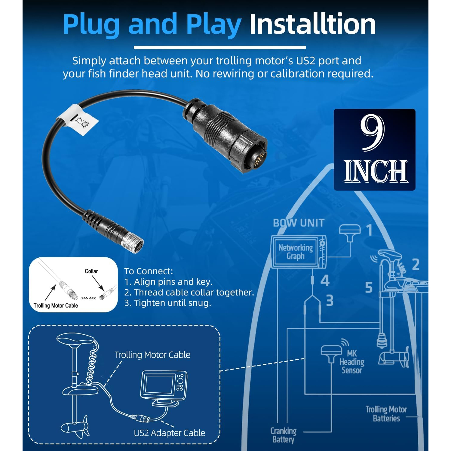 For Minn Kota MKR-US2-13 Unive - Fish Finder Cable ulasan dan harga