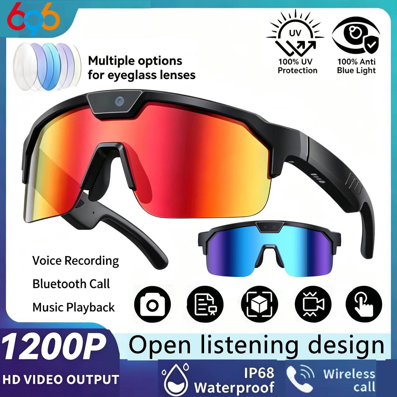 AI Smart Cycling Glasses Men W - Fishing Camera ulasan dan harga